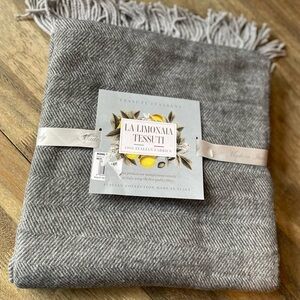 Grey Herringbone Throw by La Limonaia Tessuti